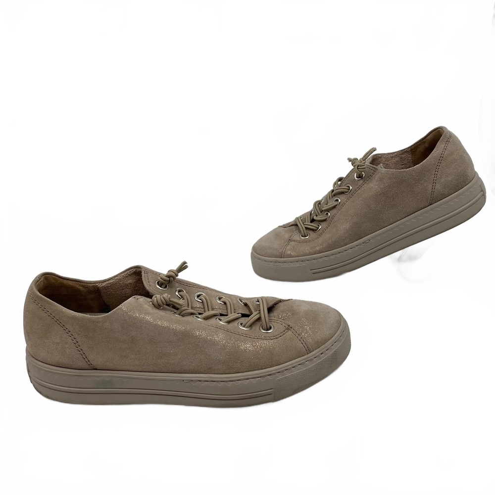 Paul Green Beige Gold Sneakers Slip-On No-Tie | Womens 7